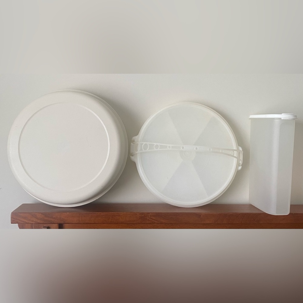 Vtg Tupperware: Party Susan 405-2; Veggie Snack Tray 1665-2; Modular Mate 1615-5